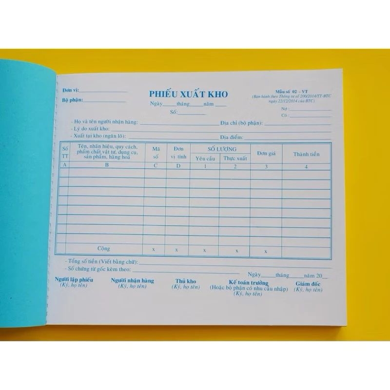 Phiếu xuất kho 2 liên A5 (16*20) - nha sach hong bach