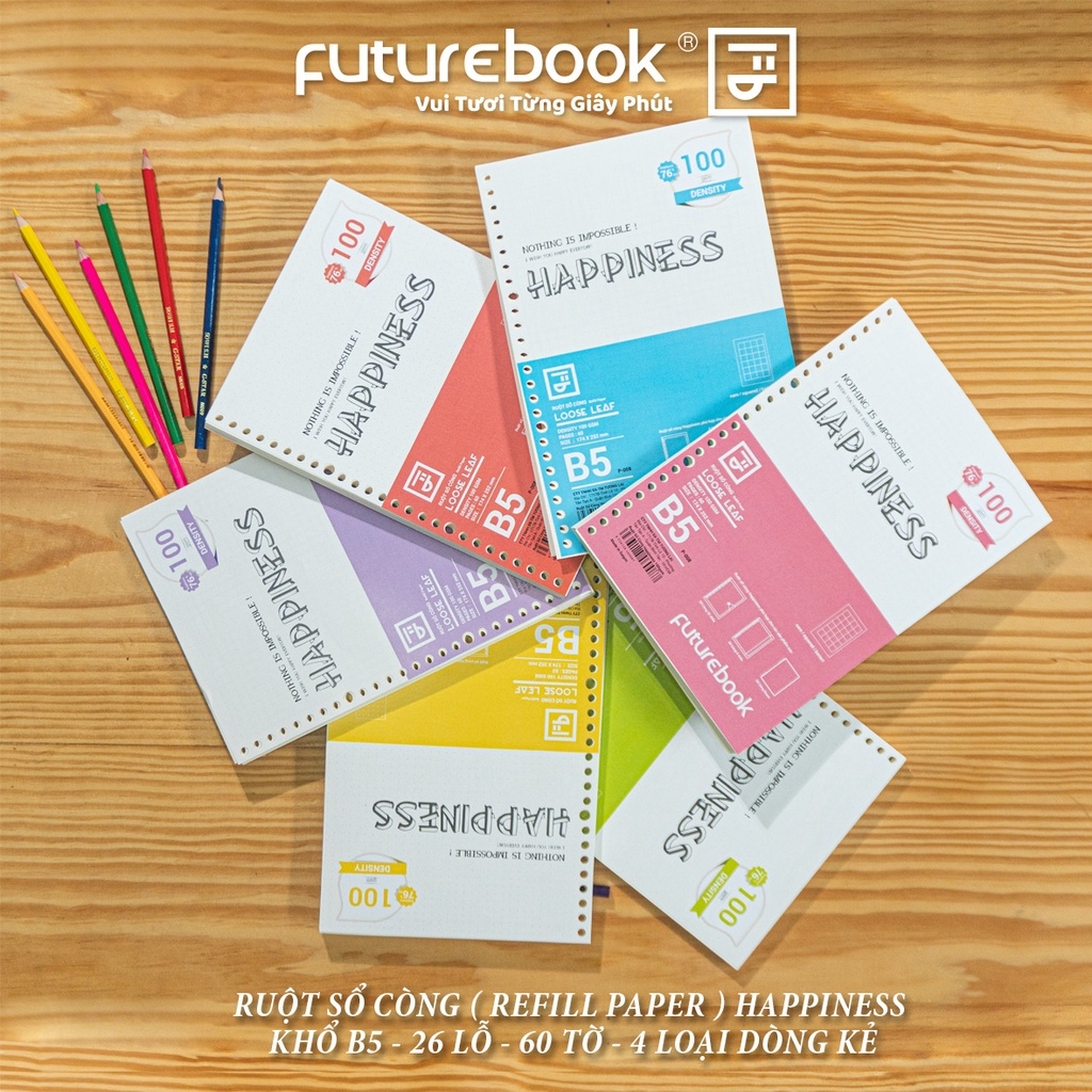 Ruột sổ còng Happiness FB P008 B5 - 100gsm - nha sach hong bach