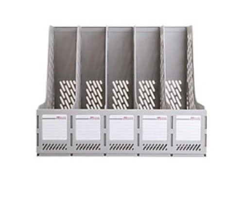 Kệ tài liệu nhựa cứng 5 ngăn đứng Deli 9838 - Màu xám - Nhà Sách Hồng Bách