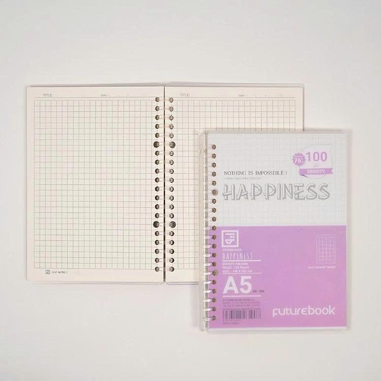 Sổ còng nhựa A5 Happiness - FutureBook - nha sach hong bach