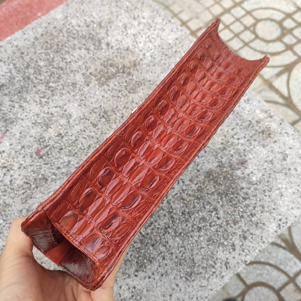 Clutch nam cầm tay da cá sấu [NÂU ĐỎ KHÓA SỐ CAO CẤP SANG CHẢNH]