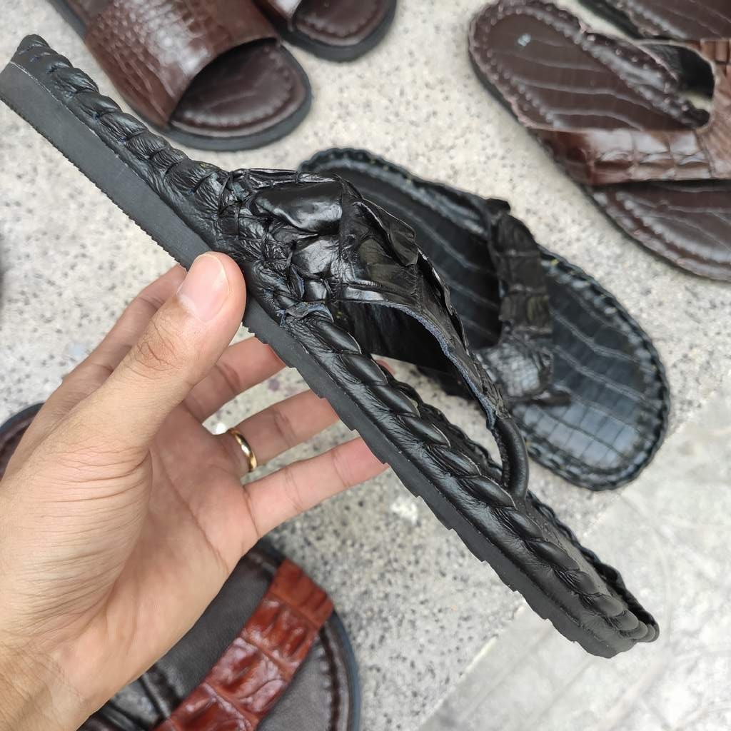 Dép kẹp nam GAI ĐUÔI CÁ SẤU MÀU ĐEN LỊCH LÃM!