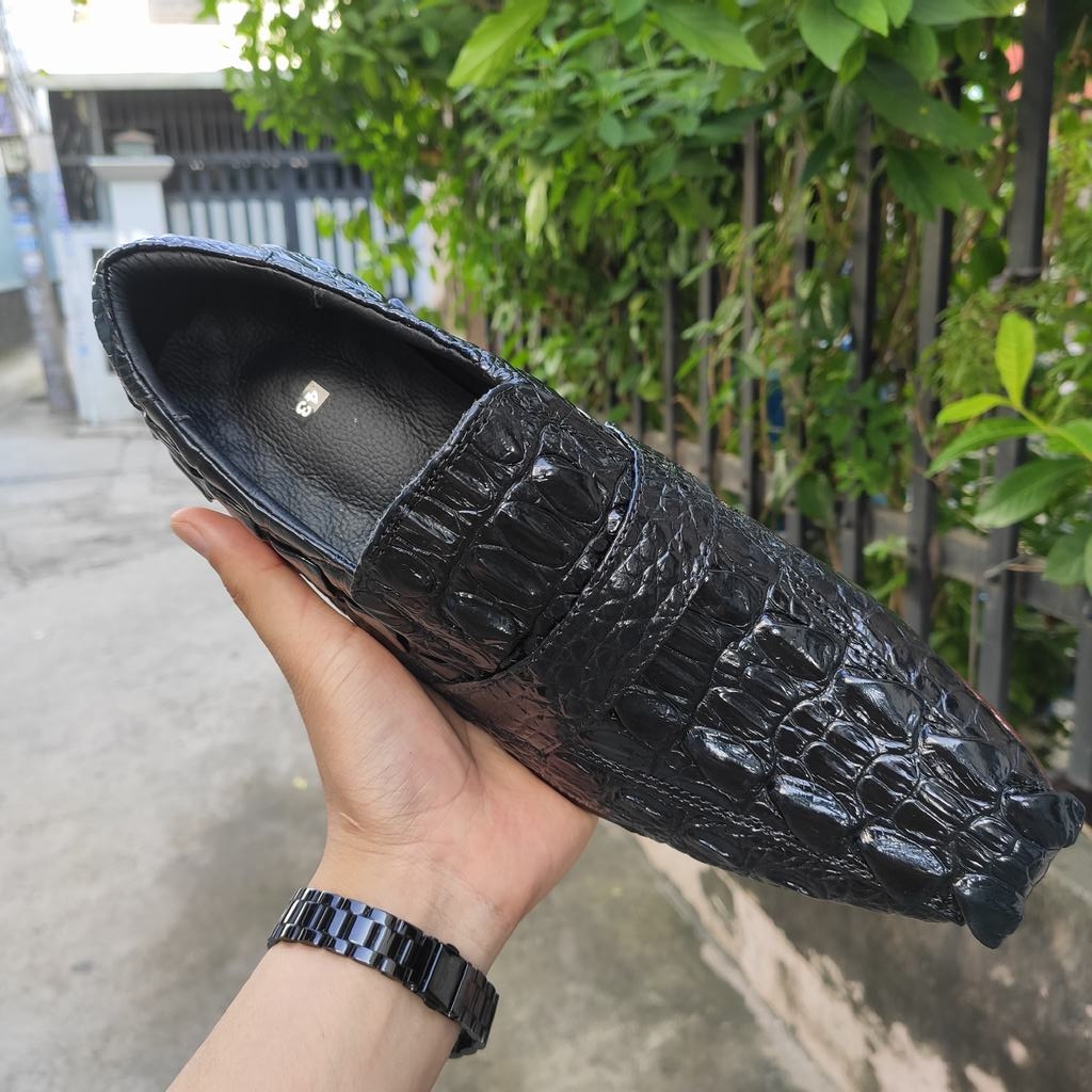 Giày tây không buộc dây [VÂY ĐUÔI CÁ SẤU LỚN SIÊU BỀN]