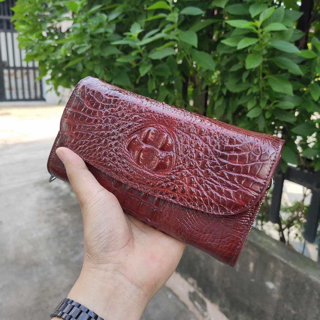 Túi đeo nữ DA CÁ SẤU GẬP 2 NHIỀU NGĂN!