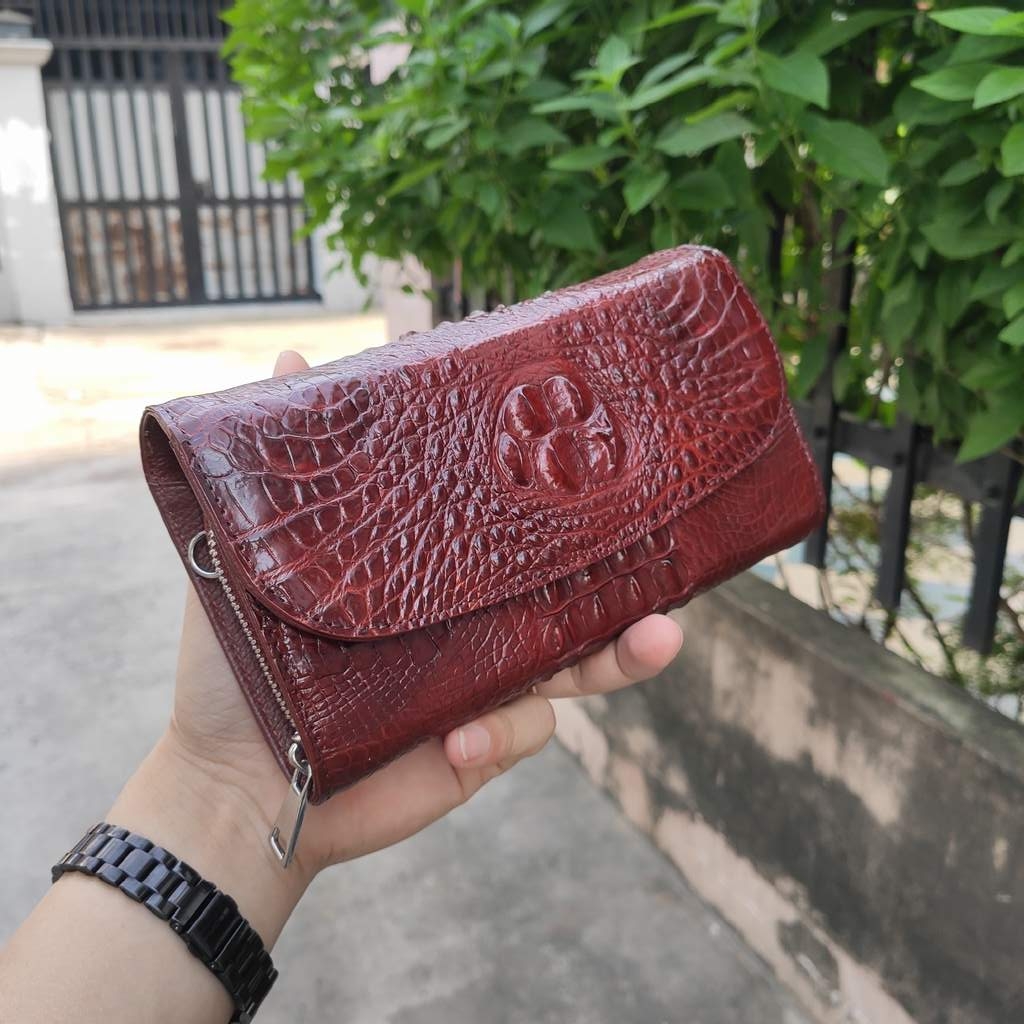 Túi đeo nữ DA CÁ SẤU GẬP 2 NHIỀU NGĂN!