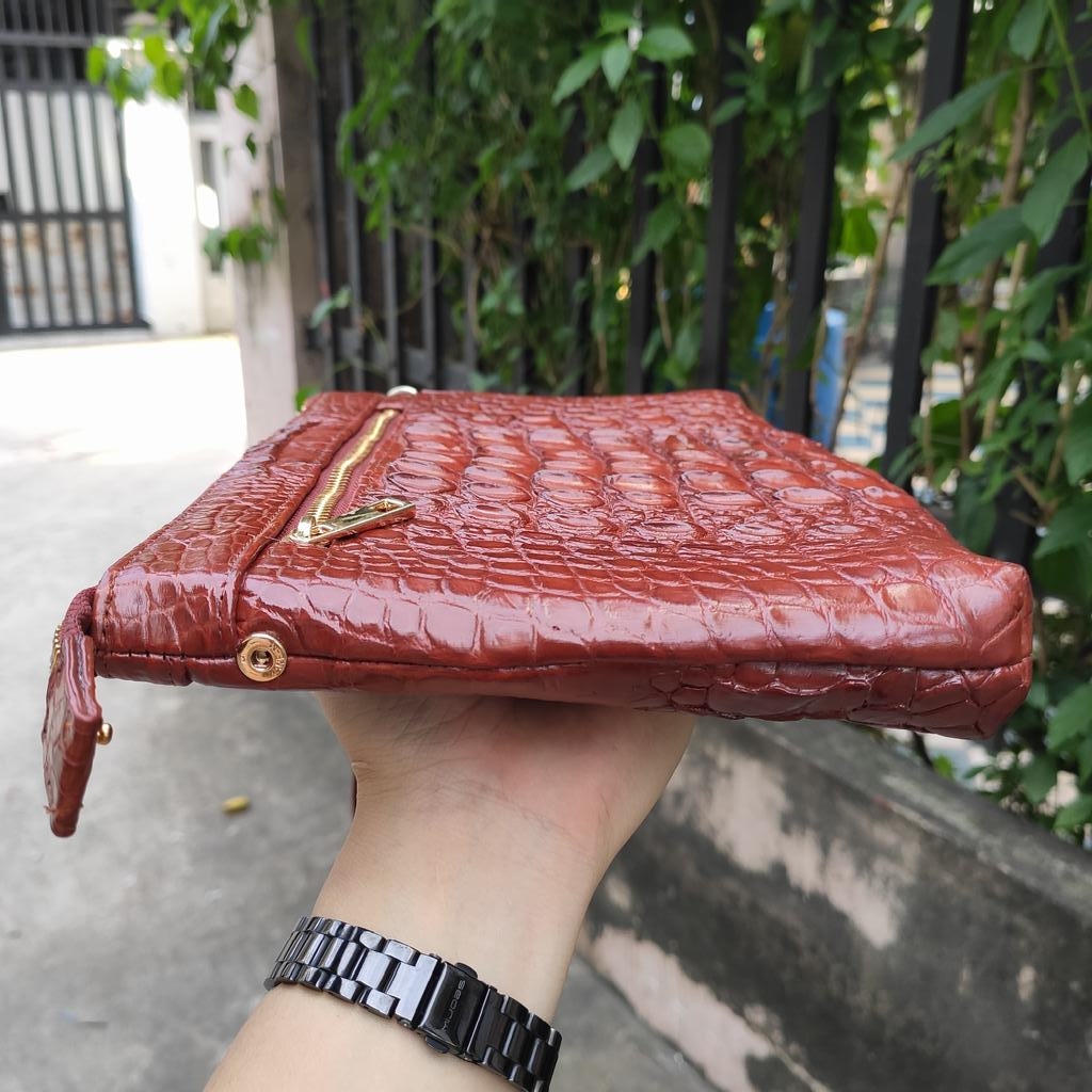 Kẹp nách da cá sấu cho nam [NÂU ĐỎ TRẺ TRUNG NỔI BẬT]
