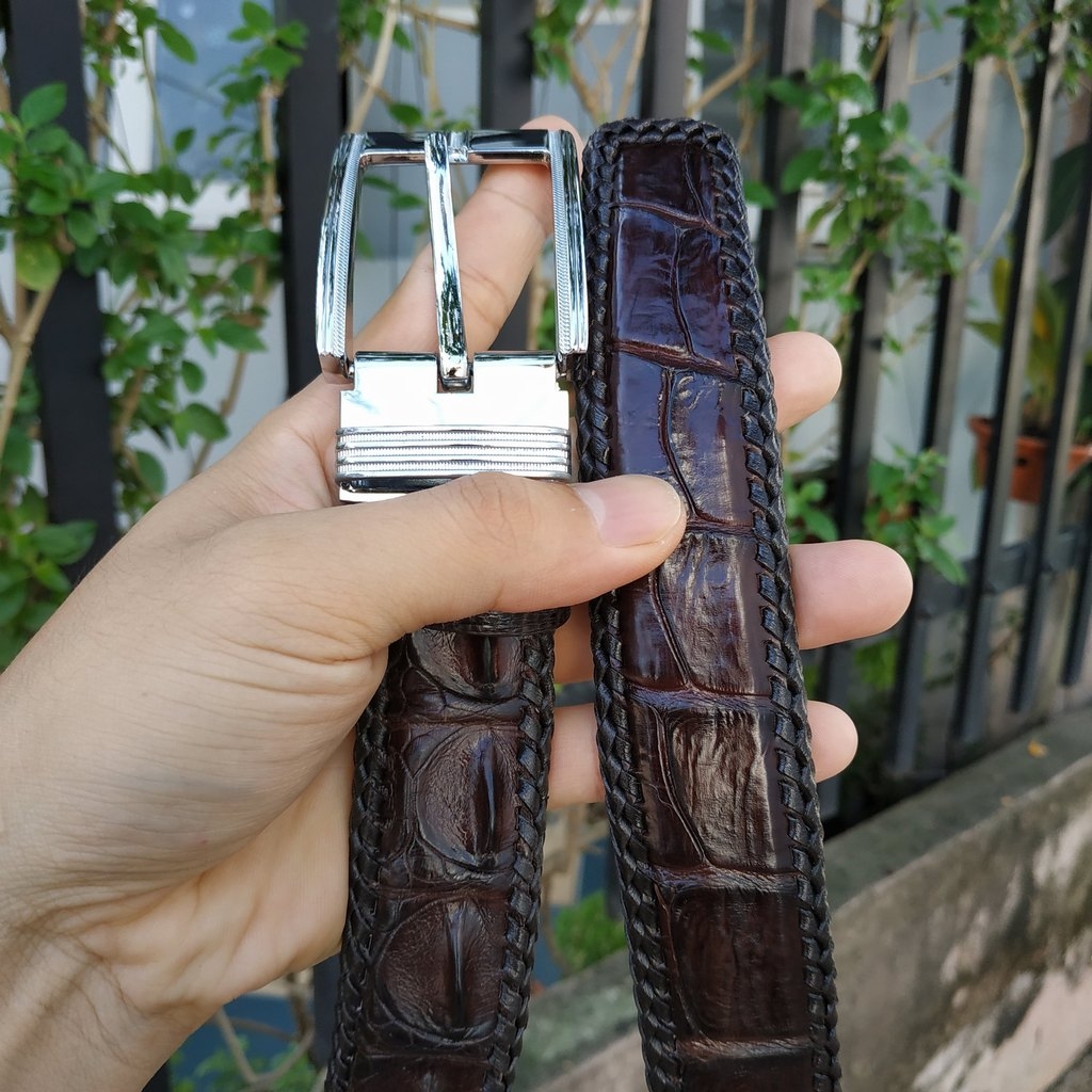 Thắt Lưng Cá Sấu Liền [Phiên Bản Đầu Kim Cổ Điển] Đan Viền Thủ Công Rất Đẹp!