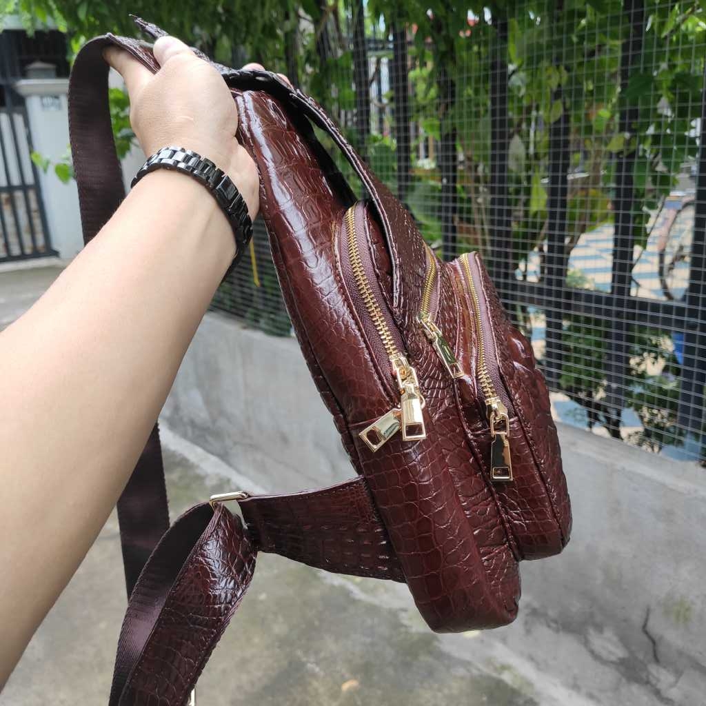 Túi đeo chéo Da cá sấu. Phiên bản Khóa may chéo trẻ trung!