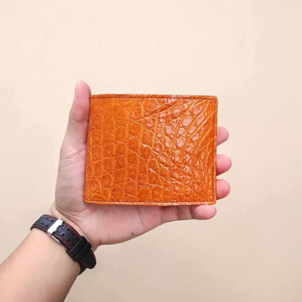 Ví 2 mặt Da bụng cá sấu Vàng bò đẹp Nổi bật!