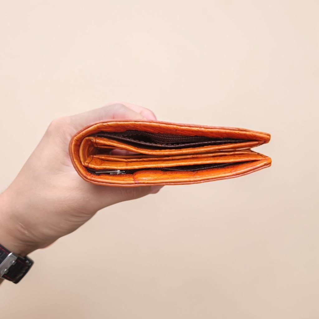 Ví 2 mặt Da bụng cá sấu Vàng bò đẹp Nổi bật!