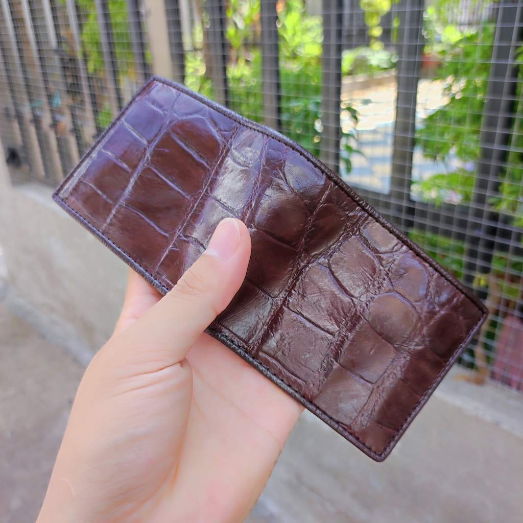 Ví cá sấu MINI 2 mặt da bụng mềm và bền. Size 10.5*8.5 cm gọn nhẹ