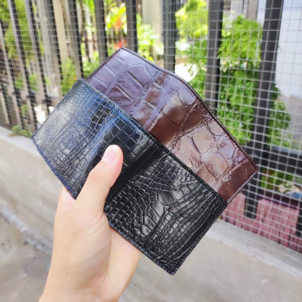 Ví cá sấu MINI 2 mặt da bụng mềm và bền. Size 10.5*8.5 cm gọn nhẹ