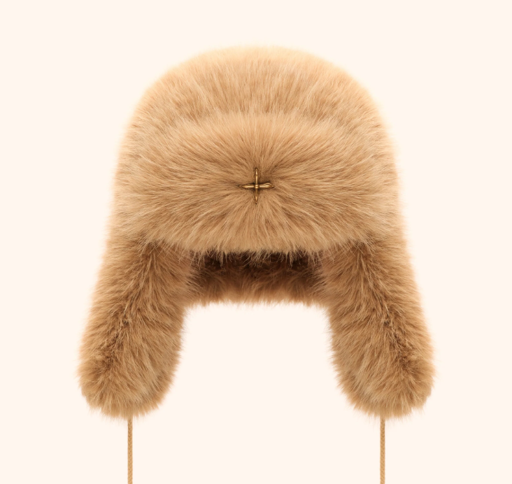 SMFK Compass Cross Winter Faux Fur Hat In Wheat SMFK Compass Cross Winter Faux Fur Hat In Wheat
