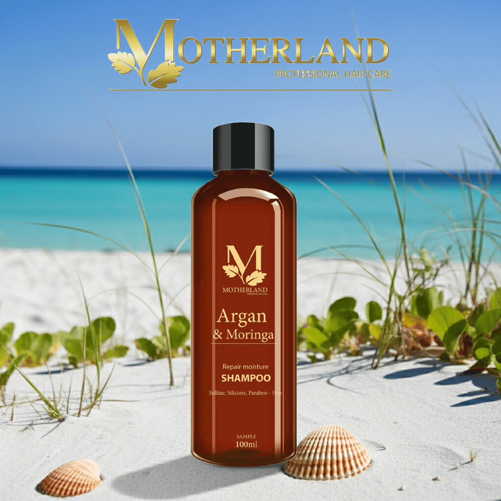 Dầu gội hữu cơ Motherland Argan & Moringa | Giảm rụng Kích thích mọc tóc Kiềm dầu Chống bết tóc từ gốc 100ml
