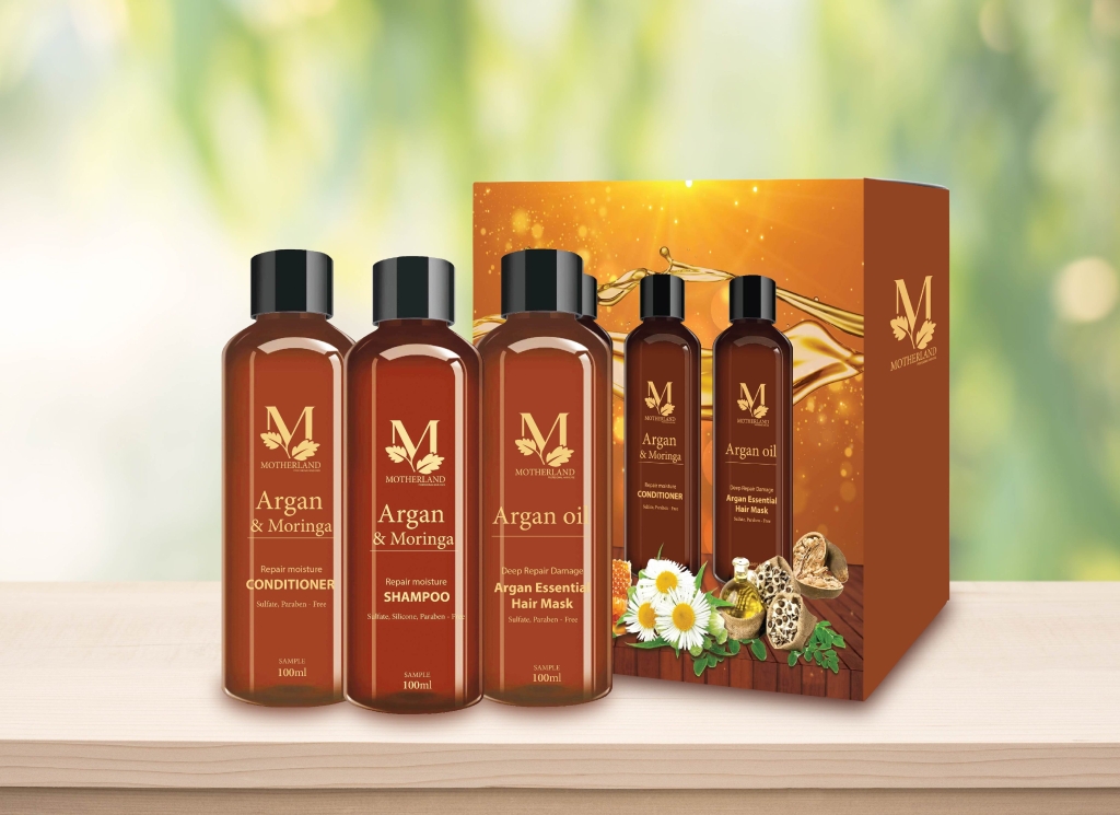 Cặp dầu gội, xả hữu cơ Argan Motherland | Giảm rụng | Kích thích mọc tóc | Kiềm dầu chống bết tóc 200ml