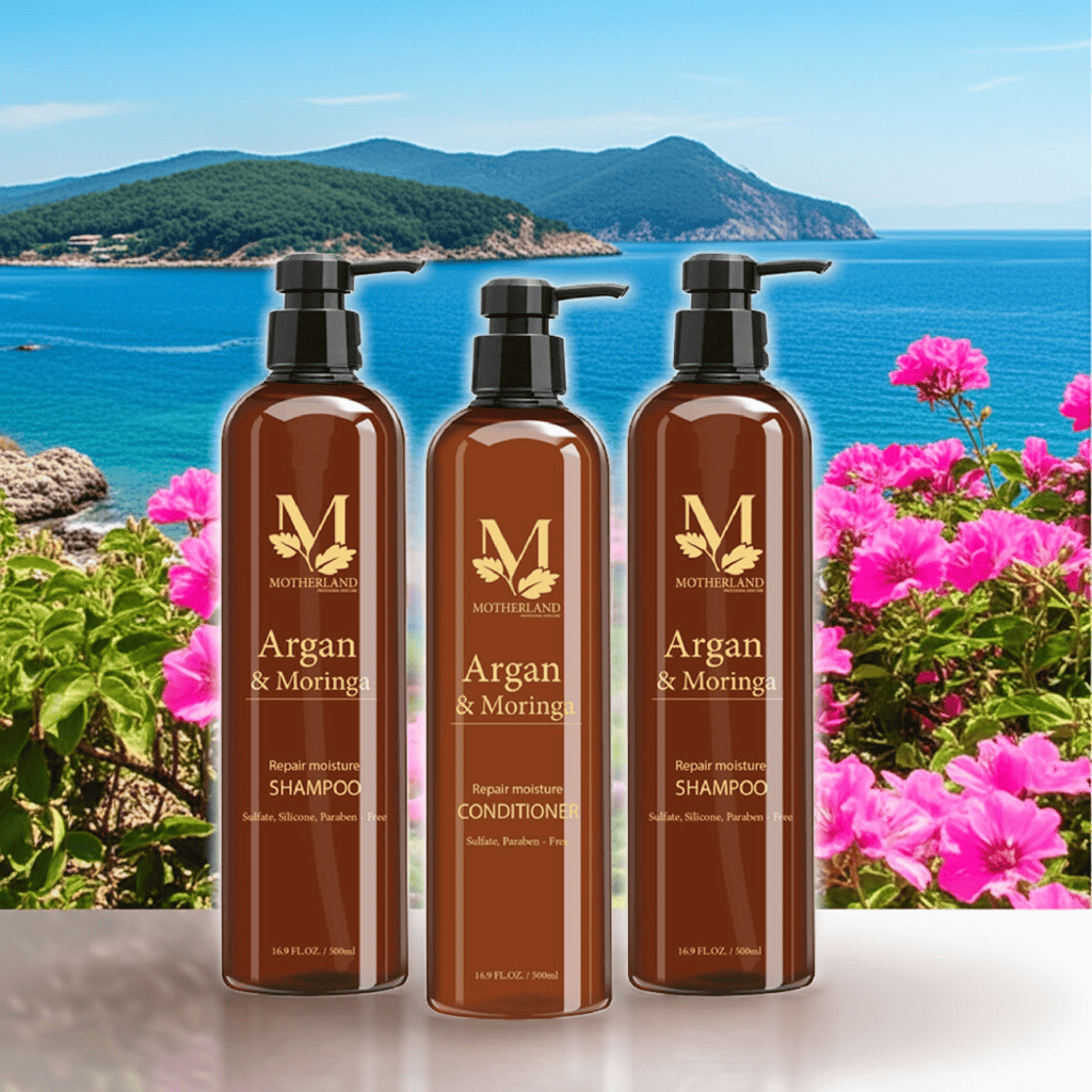 Combo 2 Dầu Gội 1 Dầu Xả Argan & Moringa Motherland 1500ml dành cho tóc dầu, tóc rụng
