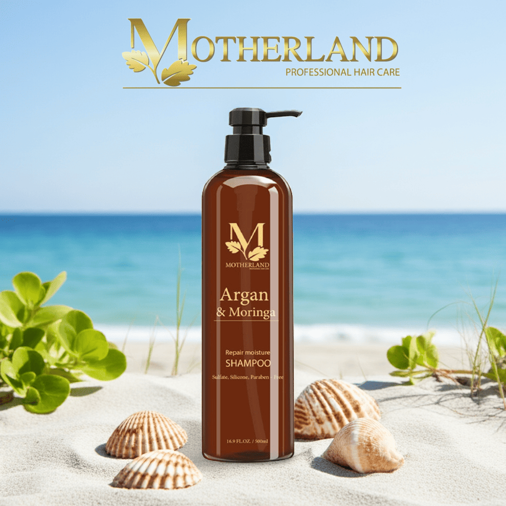 Dầu gội hữu cơ Motherland Argan & Moringa | Giảm rụng, kích thích mọc tóc | Chống bết tóc từ gốc 500ml