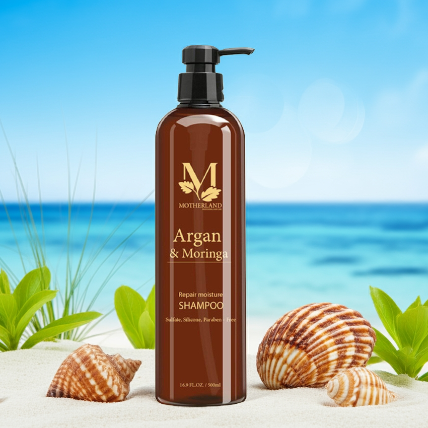 Dầu gội Argan & Moringa Motherland Giảm rụng Kích thích mọc tóc Kiềm dầu Chống bết tóc 500ml
