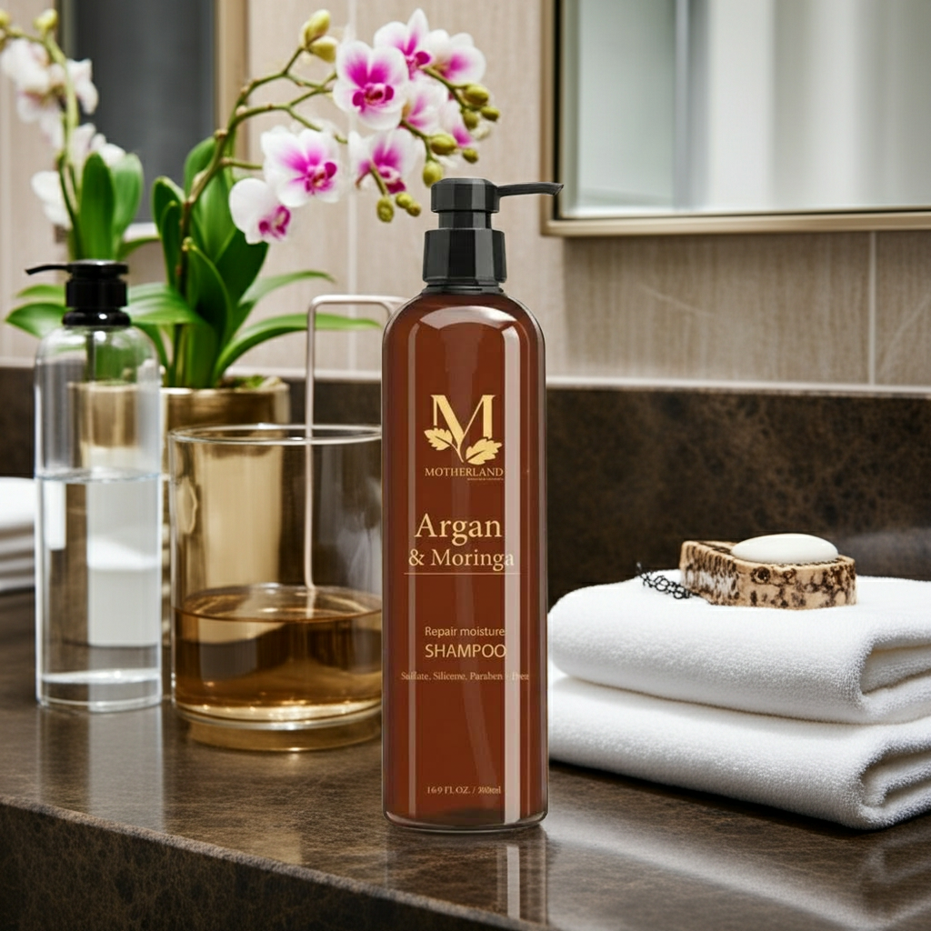 Dầu gội hữu cơ Motherland Argan & Moringa (Dung tích 500ml)