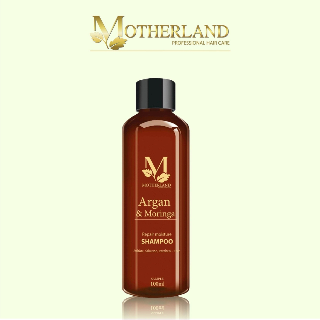 Dầu gội hữu cơ Motherland Argan & Moringa | Giảm rụng Kích thích mọc tóc Kiềm dầu Chống bết tóc từ gốc 100ml