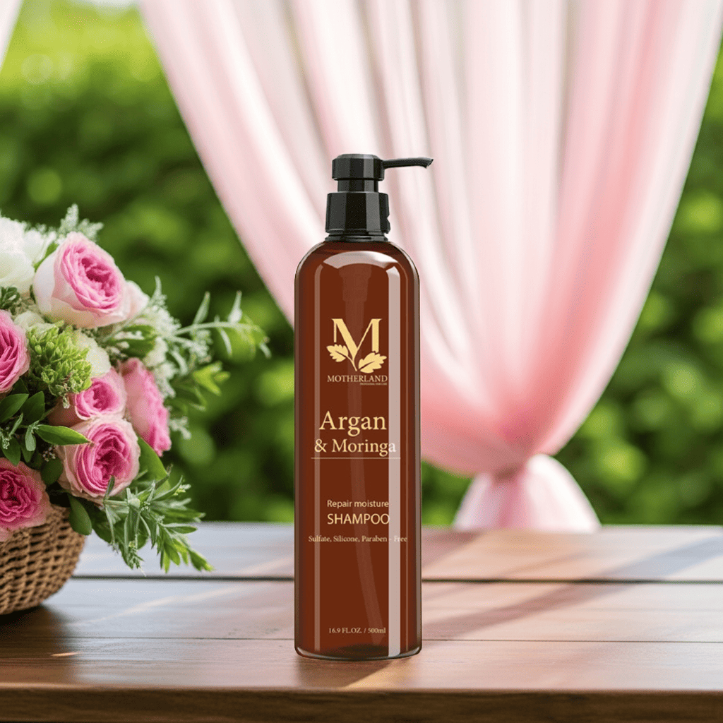 Dầu gội Argan & Moringa Motherland Giảm rụng Kích thích mọc tóc Kiềm dầu Chống bết tóc 500ml