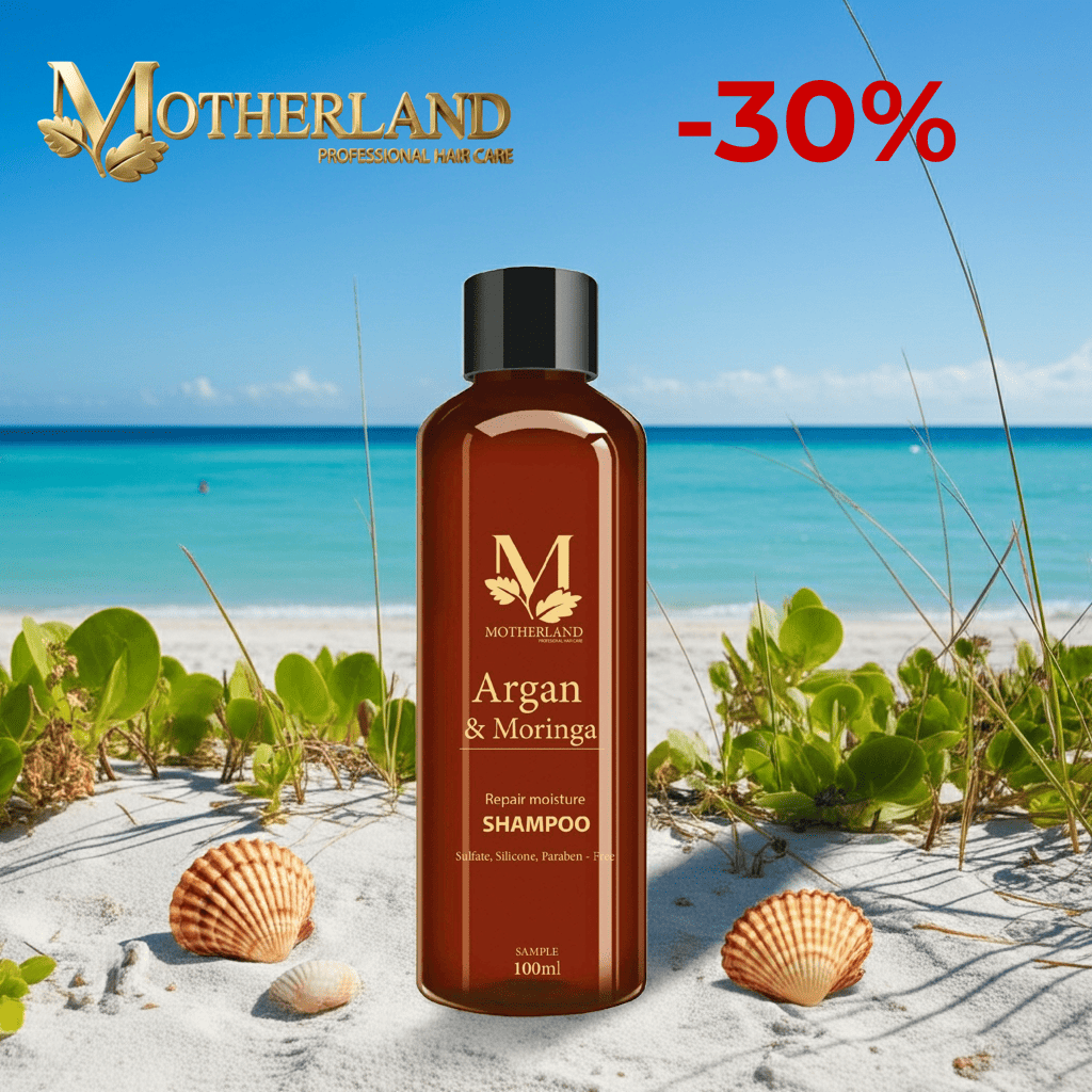 Dầu gội hữu cơ Motherland Argan & Moringa | Giảm rụng Kích thích mọc tóc Kiềm dầu Chống bết tóc từ gốc 100ml
