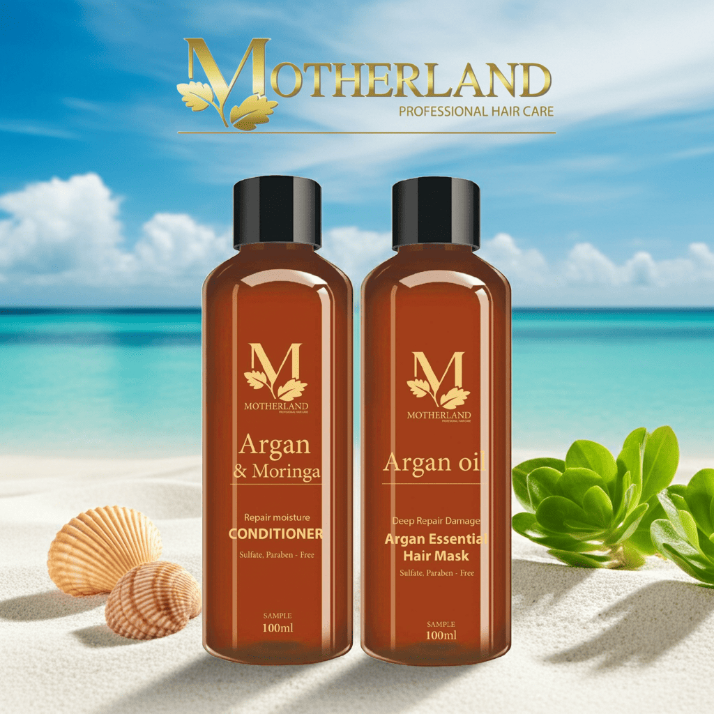 Combo dầu xả + Dầu hấp siêu mượt Motherland Argan Oi