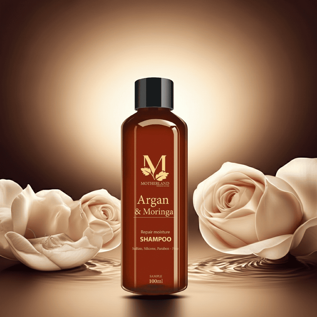 Dầu gội hữu cơ Motherland Argan & Moringa | Giảm rụng Kích thích mọc tóc Kiềm dầu Chống bết tóc từ gốc 100ml