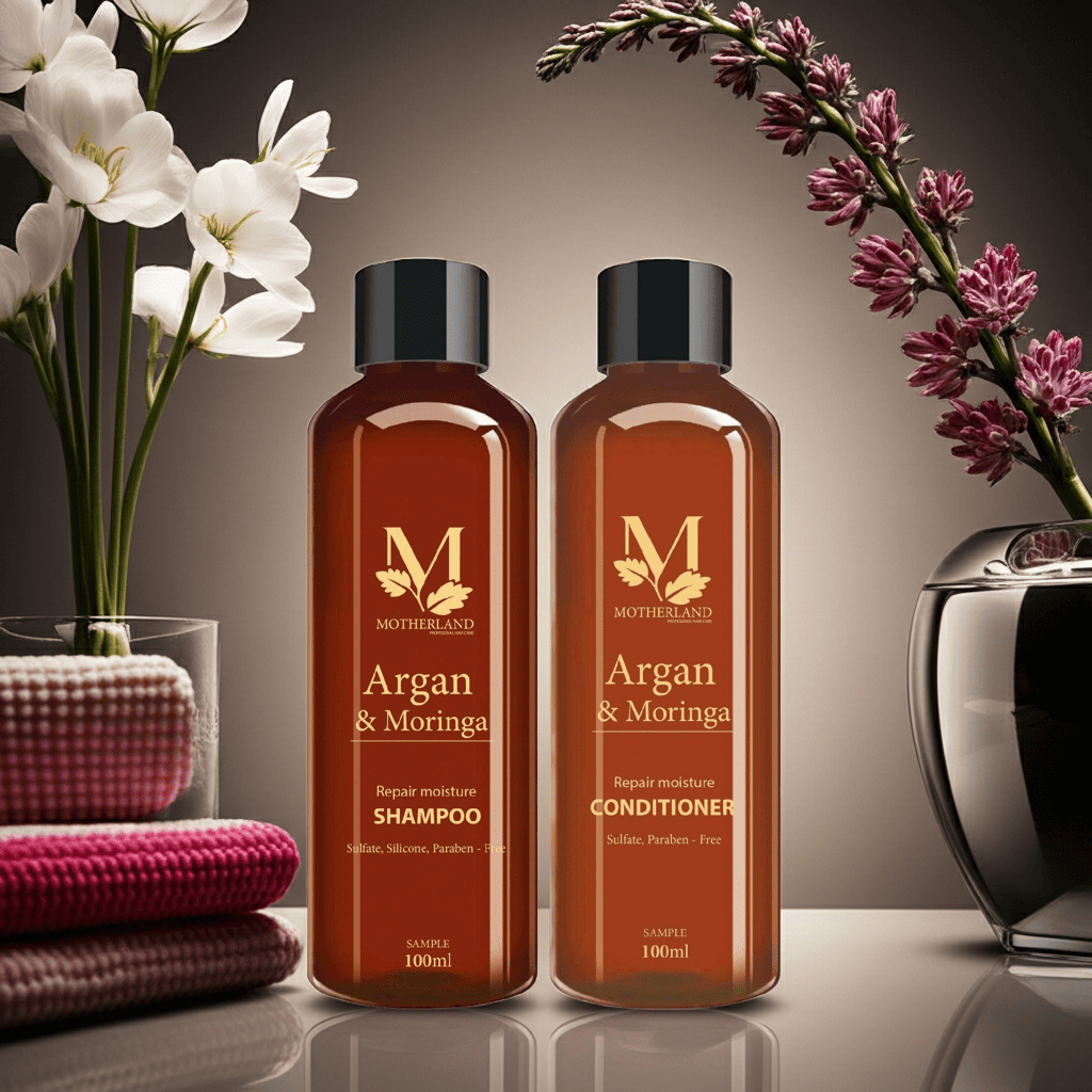 Cặp dầu gội, xả hữu cơ Argan Motherland | Giảm rụng | Kích thích mọc tóc | Kiềm dầu chống bết tóc