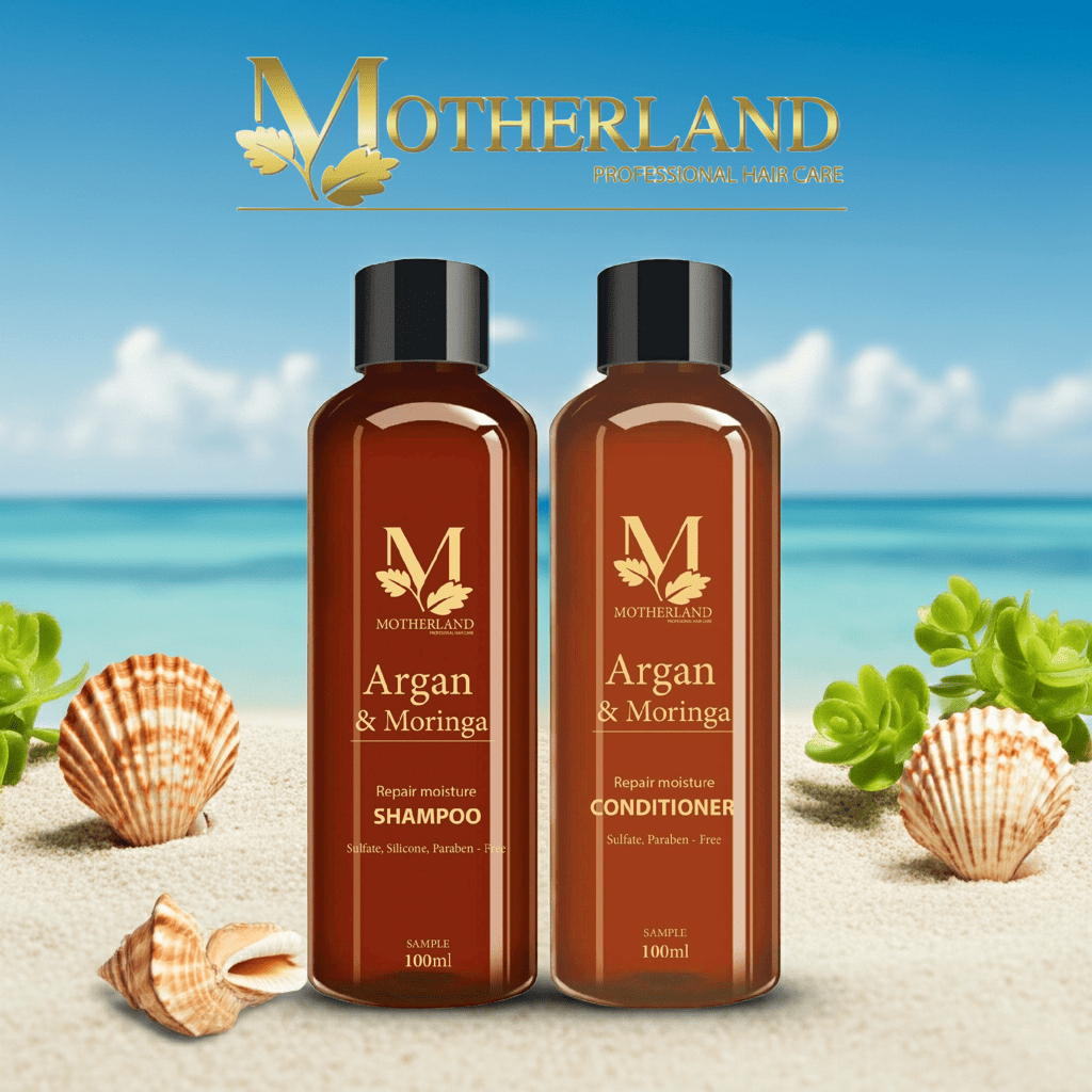 Cặp dầu gội, xả hữu cơ Argan Motherland argan & Moringa 200ml
