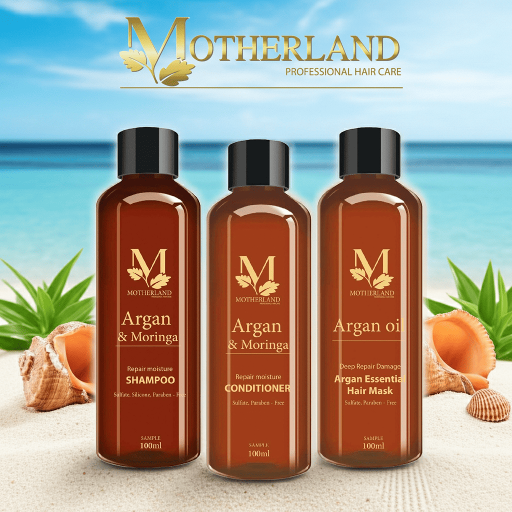 Combo dầu gội xả hấp Motherland Argan & Moringa 300ml | Chăm sóc toàn diện cho mái tóc