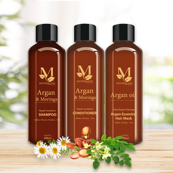 Combo dầu gội xả hấp Motherland Argan & Moringa 300ml | Chăm sóc toàn diện cho mái tóc