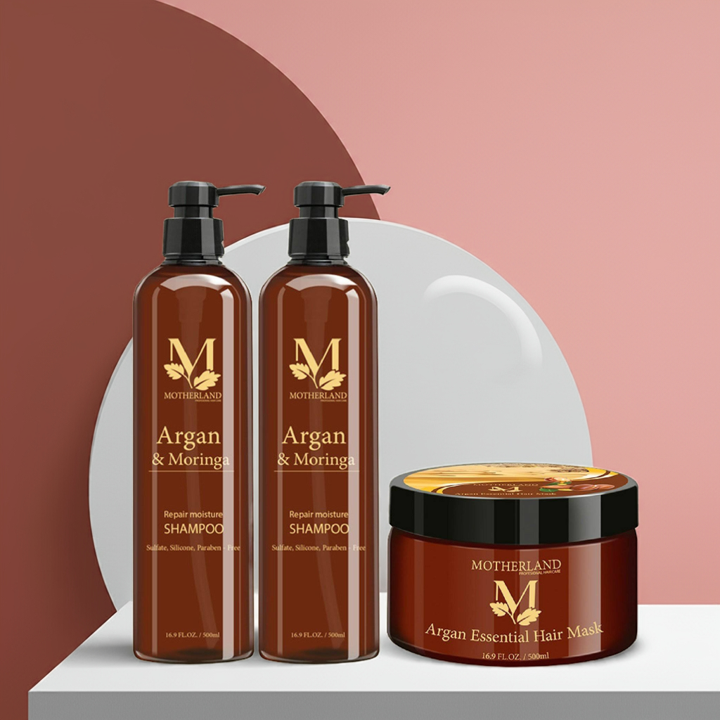 Combo dầu gội, xả, hấp Motherland Argan & Moringa 1500ml Chăm sóc toàn diện cho mái tóc 1500ml