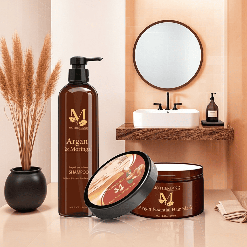Combo dầu gội hữu cơ Motherland + Dầu hấp Motherland Argan | Giải pháp phục hồi hư tổn cho tóc dầu, tóc rụng 1000ml