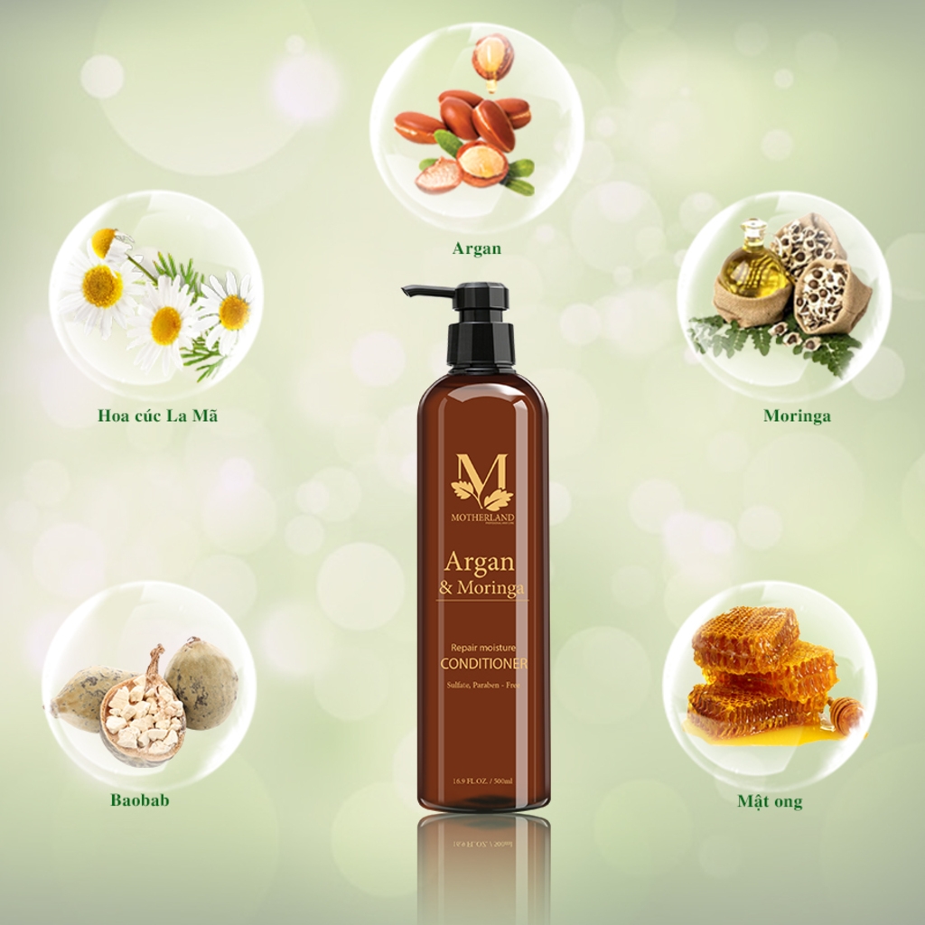 Dầu xả phục hồi Argan & Moringa Motherland 500ml
