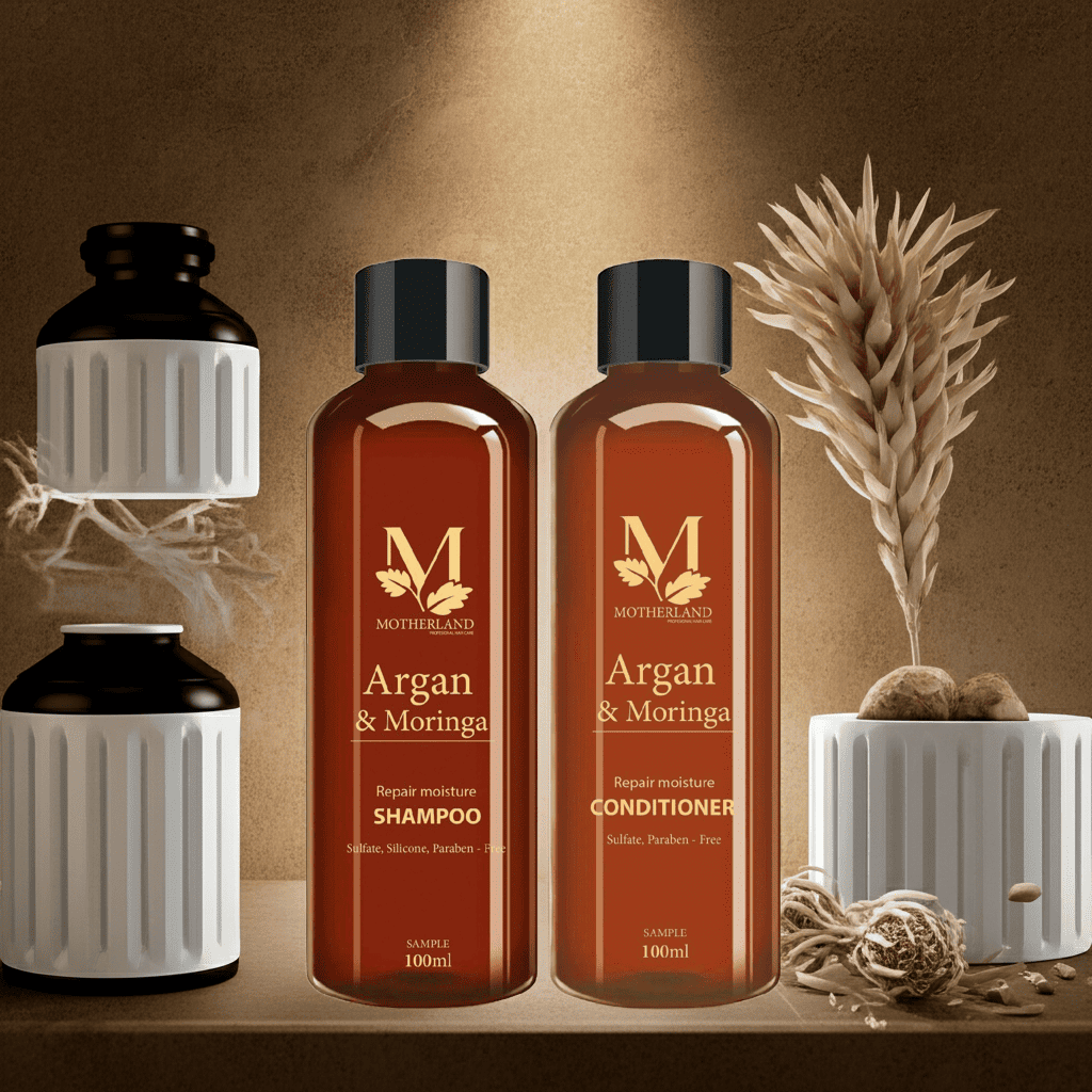 Combo dầu xả + Dầu hấp siêu mượt Motherland Argan Oi