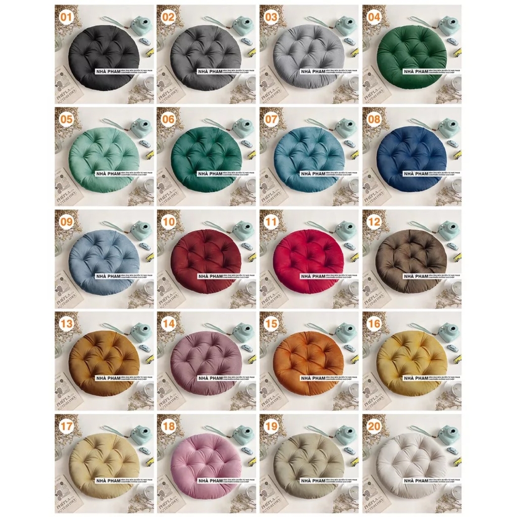 ĐỆM TRÒN VẢI NHUNG 40CM - HÌNH 11