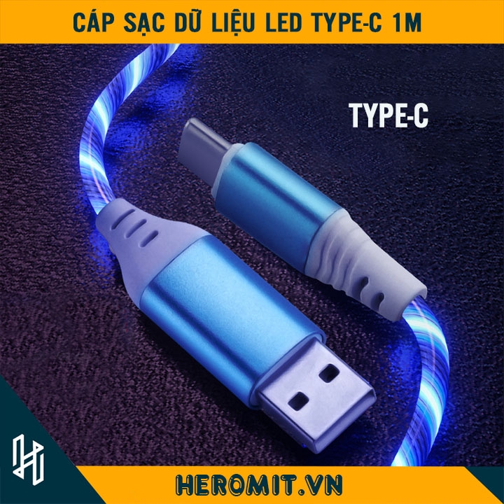 Cáp sạc nhanh Type C led phát sáng 2.1A