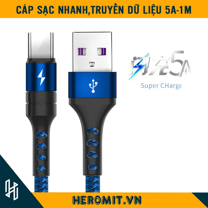 Dây cáp sạc Type C sạc nhanh 5A , truyền dữ liệu