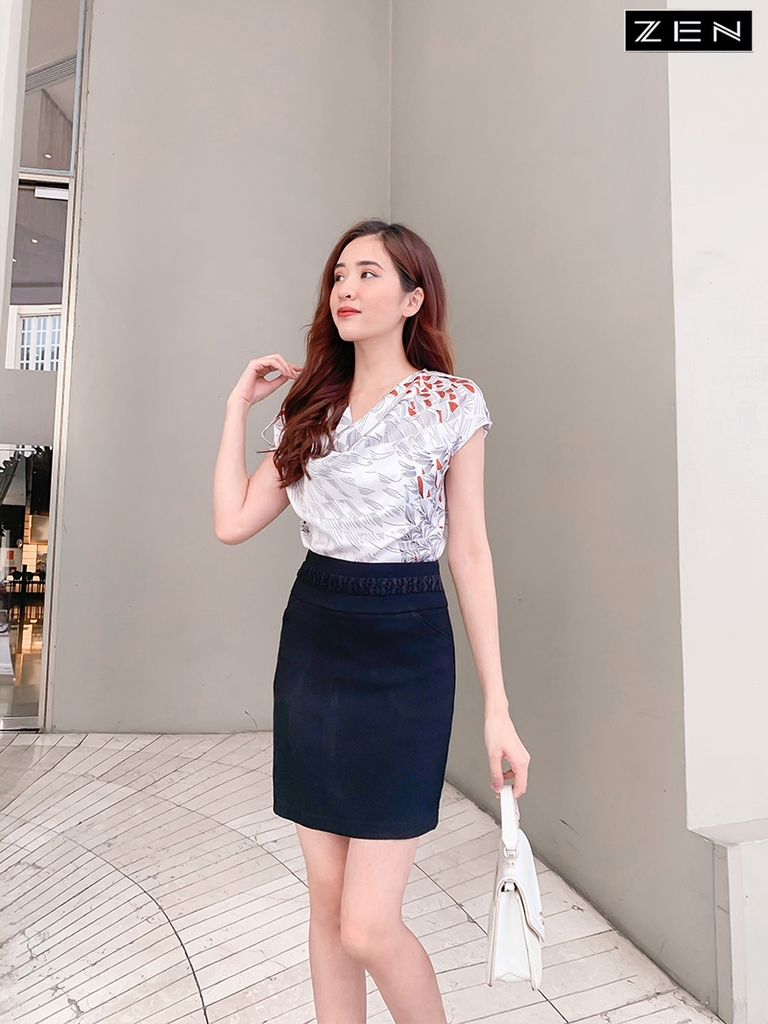 21/A007/01 ÁO SM, CỔ ĐỔ, TAY CHỜM, HỌA TIẾT Zen Fashion 21/A007/01 Áo Sm, Cổ Đổ, Tay Chờm, Họa Tiết Zen Fashion