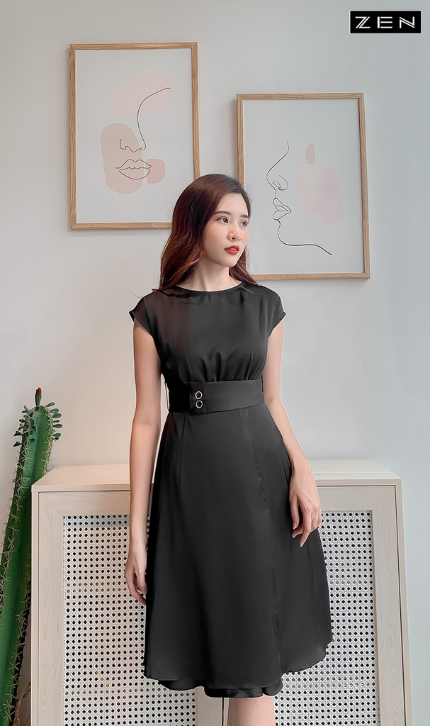 Đầm Váy Nữ Màu Trắng Cổ Thuyền Tay Dài Chân Váy Xòe Có Thắt Eo | Lazada.vn