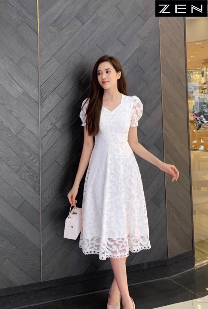 Váy ren đầm ren xòe cao cấp kèm ảnh thật | Shopee Việt Nam