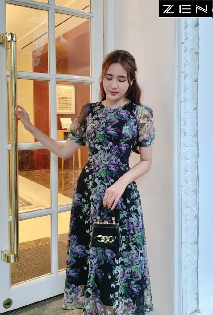 Đầm Váy Voan Da Báo Tay Lỡ Hàng Thiết Kế ĐGR21 | The V Fashion