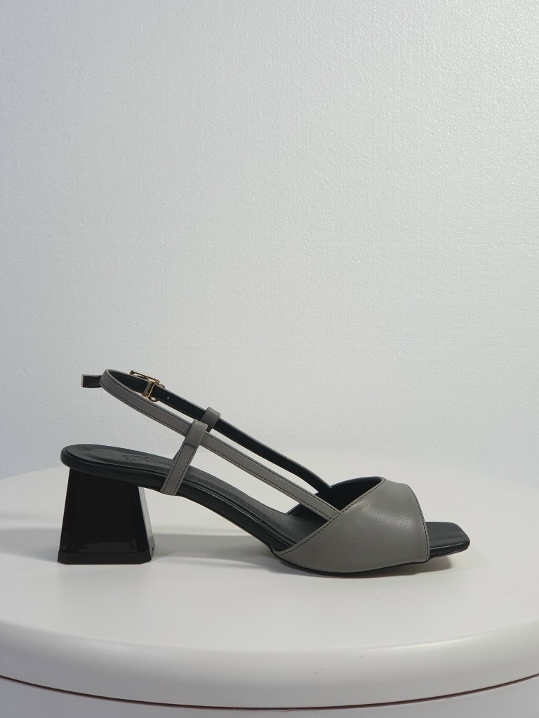 Eva sandal mũi vuông 7cm xám mờ