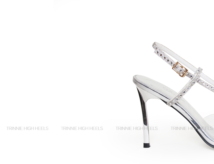 Souvenir Sandal Viền đá nơ mica trong suốt bạc