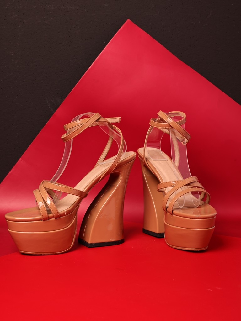 Eva sandal đúp 15cm đen bóng