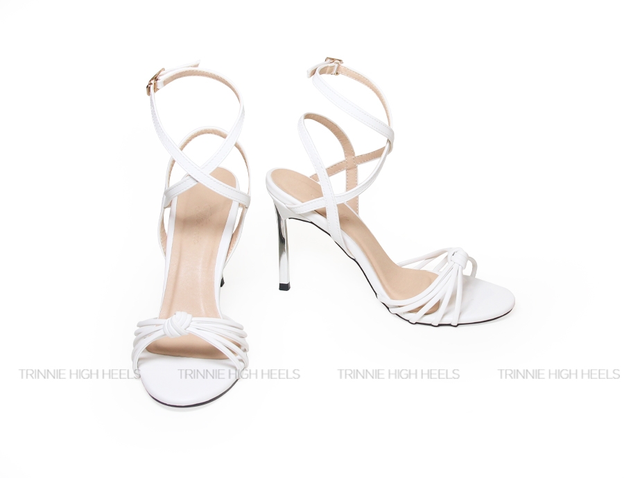 Souvenir sandal chéo dây 11cm trắng mờ