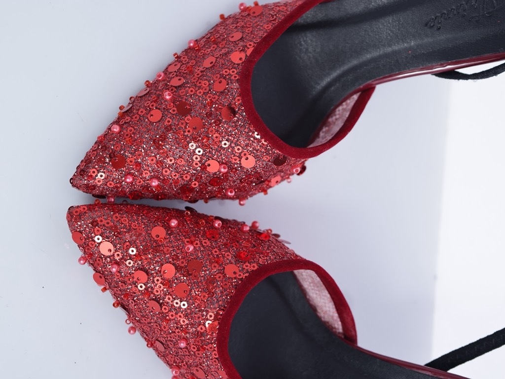 Lap slingback lưới kim tuyến đỏ