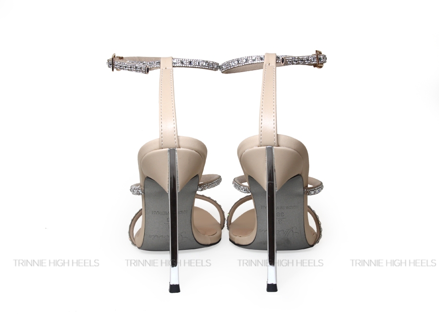 Souvenir sandal đá vuông nude hồng