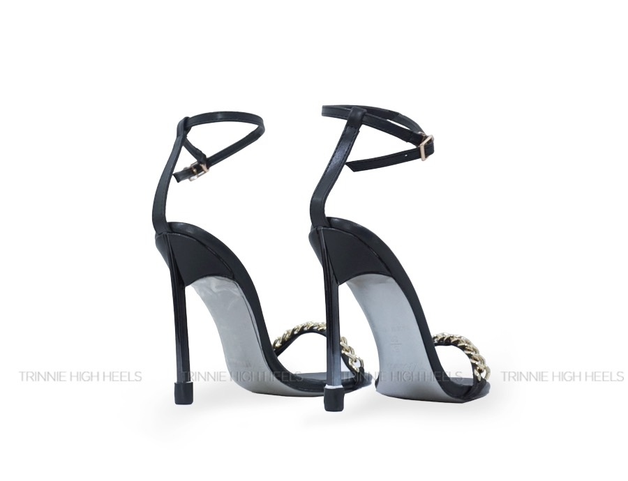 Souvenir sandal ngang mảnh phối xích 11P đen